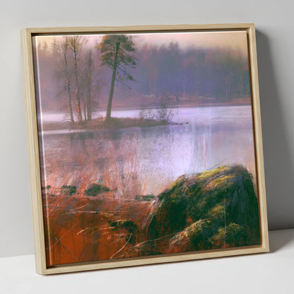 Tarn Hows Island Pine lake district lake canvas wall art in natural frame