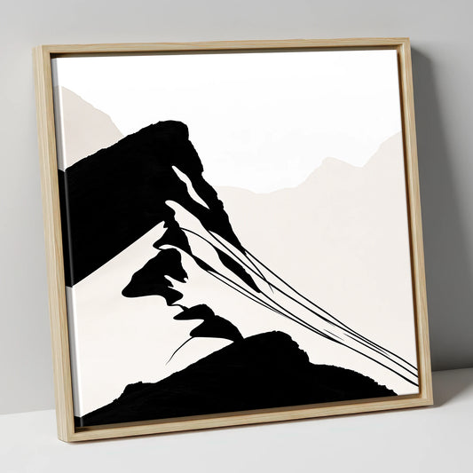 Minimalist Misty Mountain Ridge lake district fell canvas wall art in natural frame