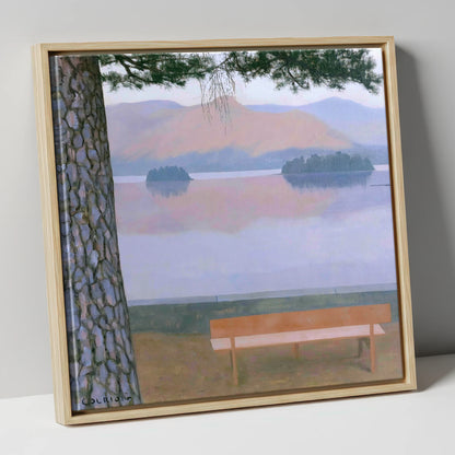 Derwentwater Dusk from Friar's Crag lake district village canvas wall art in natural frame