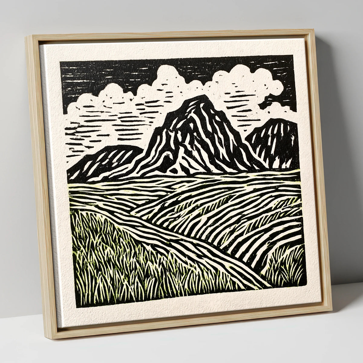 Scafell Pike Graphic Landscape lake district fell canvas wall art in natural frame