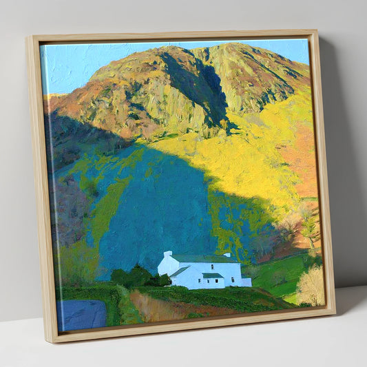 Striking Shadows on Barf Fell lake district fell canvas wall art in natural frame