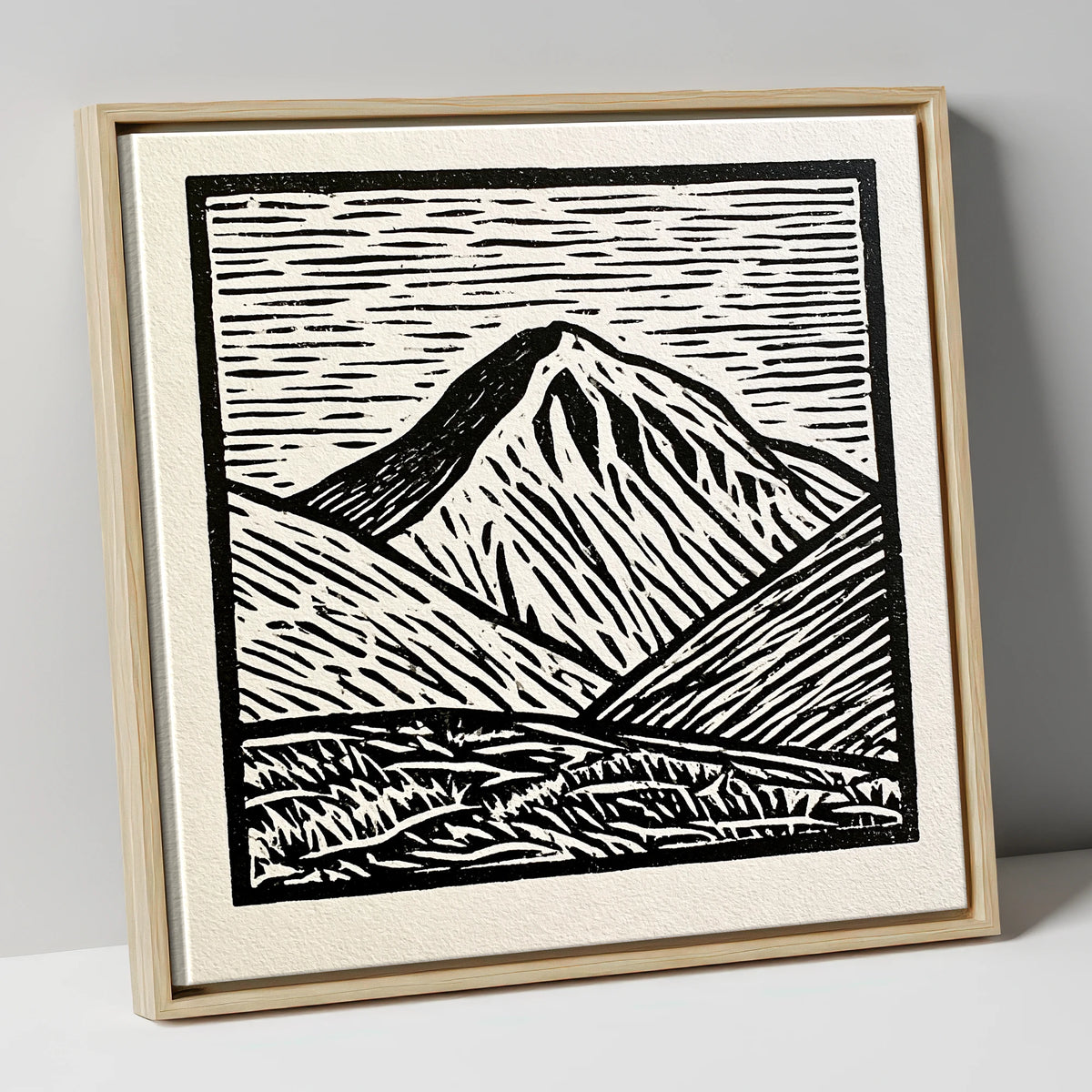 Monochrome Great Gable Peak lake district fell canvas wall art in natural frame