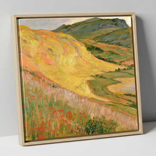 Vivid Fellside in Evening Light lake district sky canvas wall art in natural frame