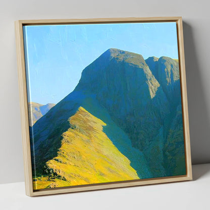 Sunlit Ridge on Loft Crag lake district fell canvas wall art in natural frame