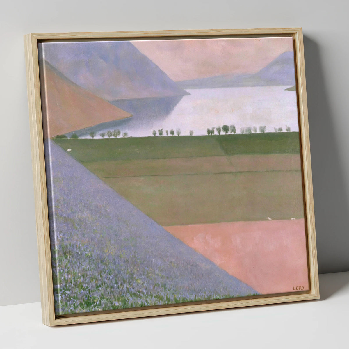Rannerdale Fellside Over Crummock Water lake district lake canvas wall art in natural frame