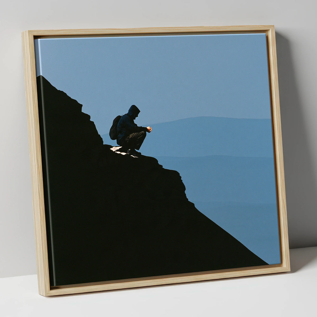 Blencathra Walker in Dramatic Silhouette lake district fell canvas wall art in natural frame