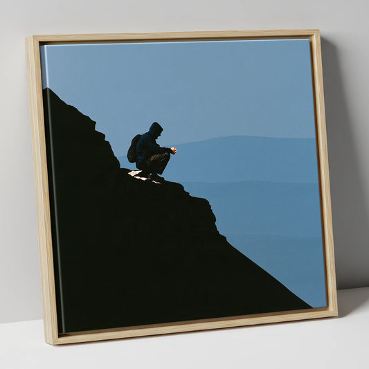 Blencathra Walker in Dramatic Silhouette lake district fell canvas wall art in natural frame