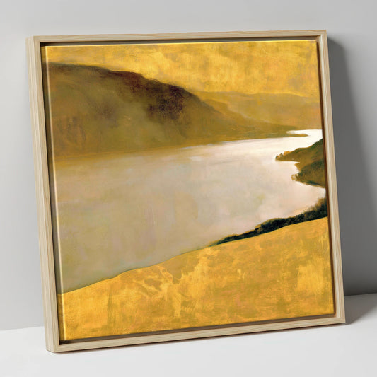 Golden Fells Above the Lake lake district lake canvas wall art in natural frame