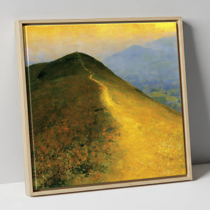 Sunlit Bracken on Catbells Ridge lake district fell canvas wall art in natural frame