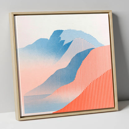 Geometric Scafell Pike in Coral lake district fell canvas wall art in natural frame