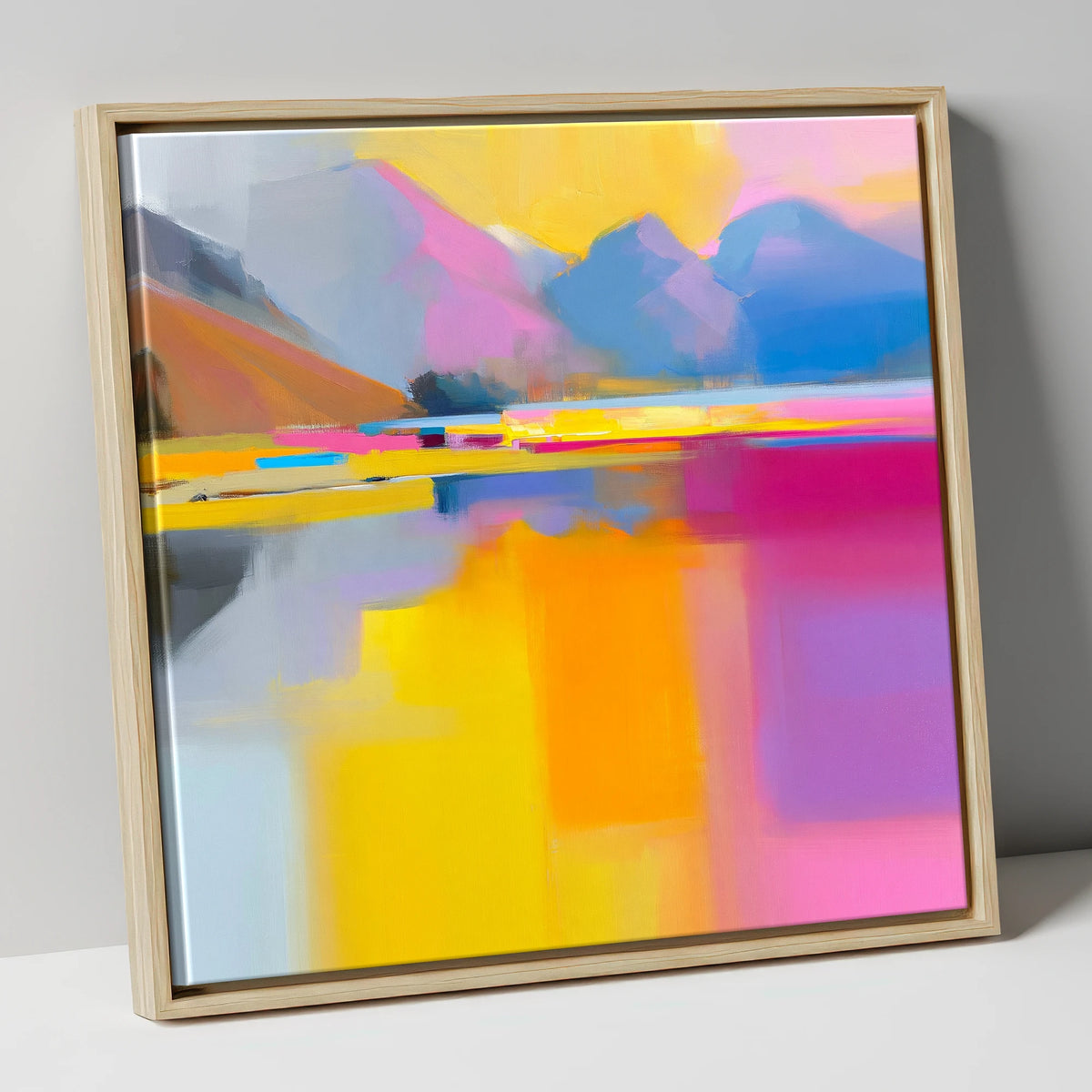 Vibrant Loweswater Reflections lake district lake canvas wall art in natural frame