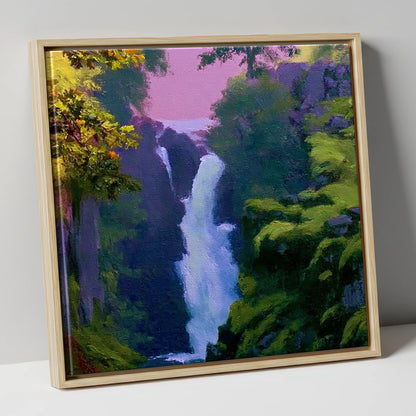 Vivid Aira Force Waterfall lake district waterfall canvas wall art in natural frame