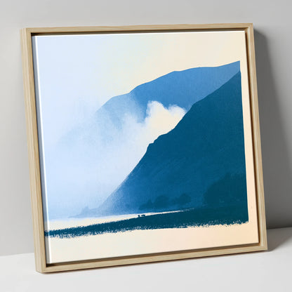 Rolling Fells in Deep Blue lake district fell canvas wall art in natural frame