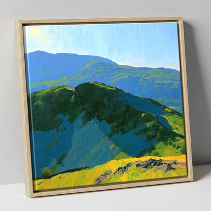 Sunlit Crags of Holme Fell lake district fell canvas wall art in natural frame