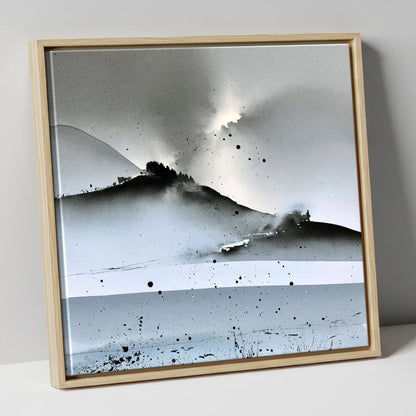Monochrome Lake District Evening Fells lake district sky canvas wall art in natural frame
