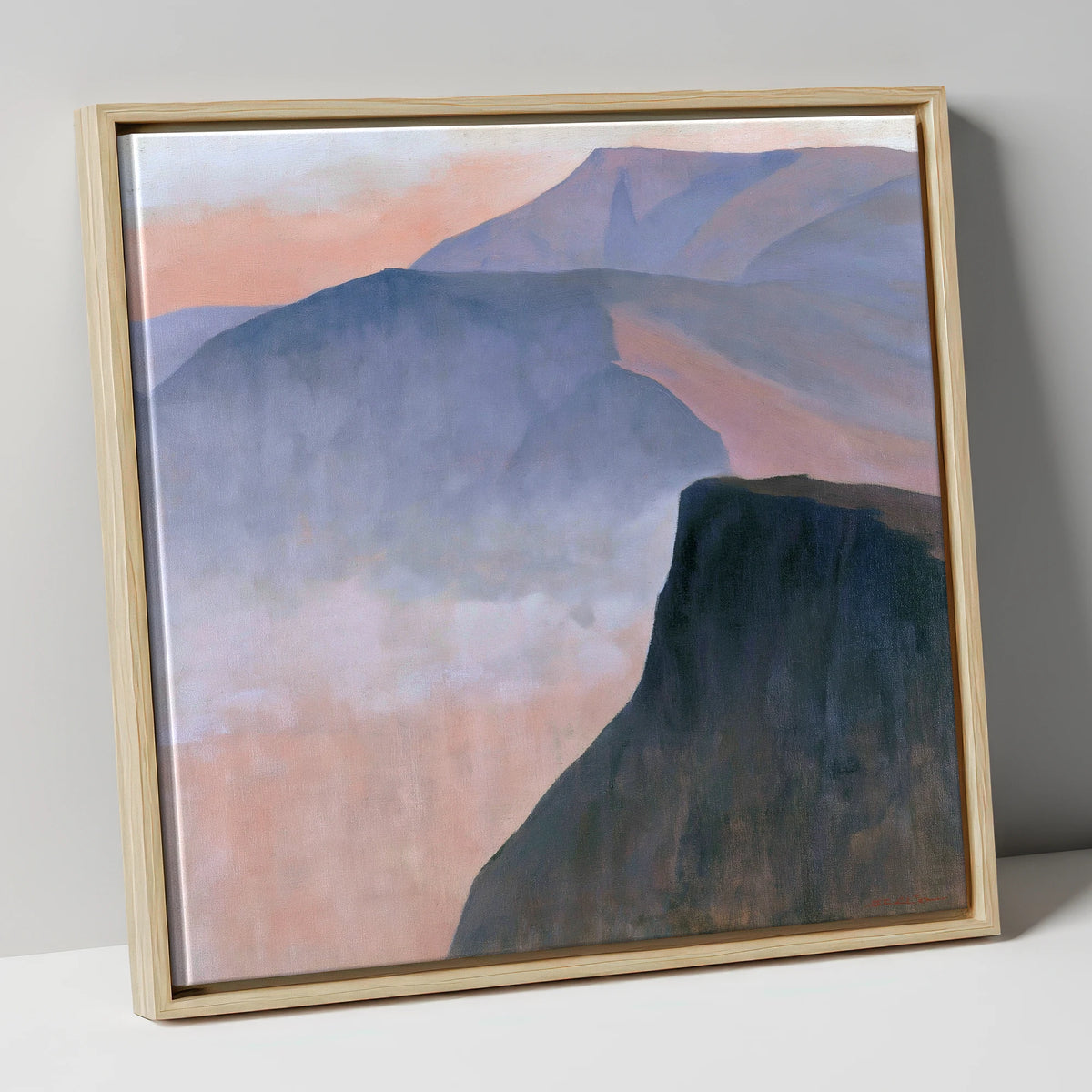 Mountain Ridge in Pastel Mist lake district fell canvas wall art in natural frame