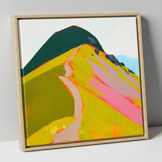 Vibrant Path Up Catbells lake district fell canvas wall art in natural frame