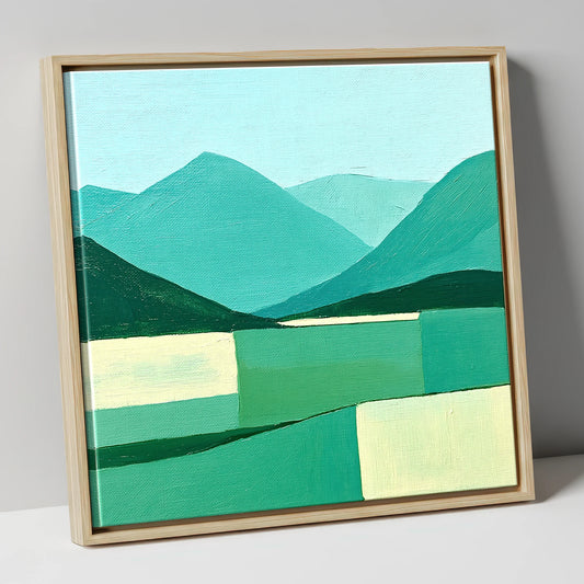 Contemporary Blencathra in Teal lake district fell canvas wall art in natural frame
