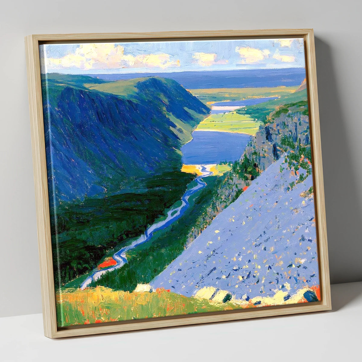 Vibrant Valley from Great Gable lake district fell canvas wall art in natural frame