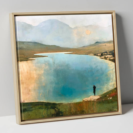 Golden Sun Over Innominate Tarn lake district fell canvas wall art in natural frame
