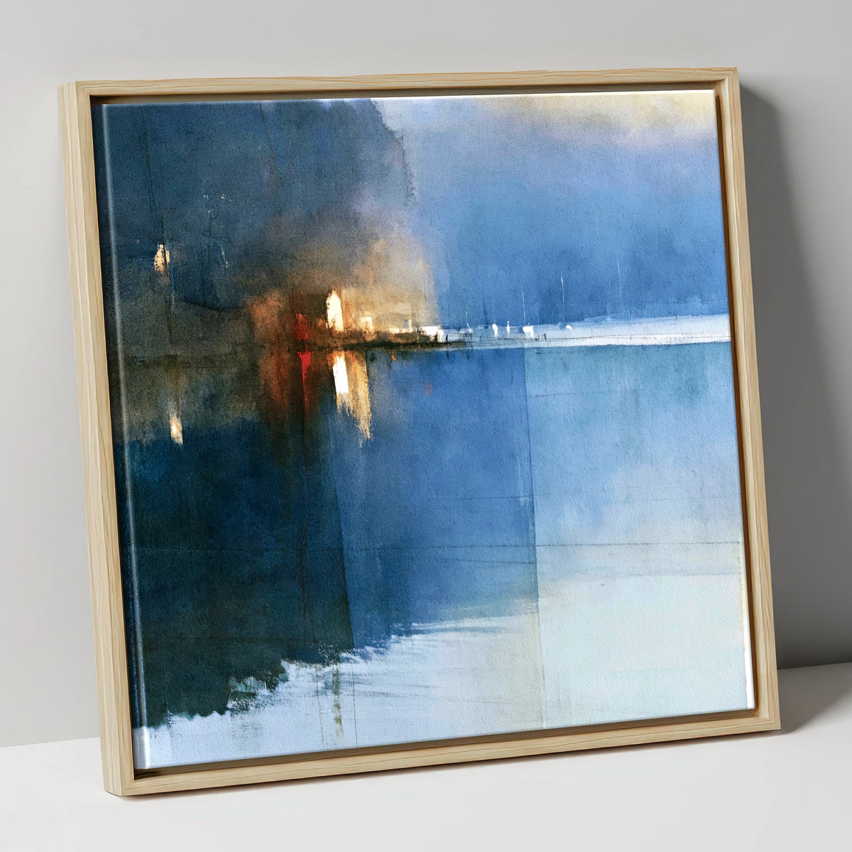 Indigo Lake Shore at Dusk lake district lake canvas wall art in natural frame