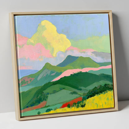 Vibrant Clouds Over Rolling Fells lake district fell canvas wall art in natural frame