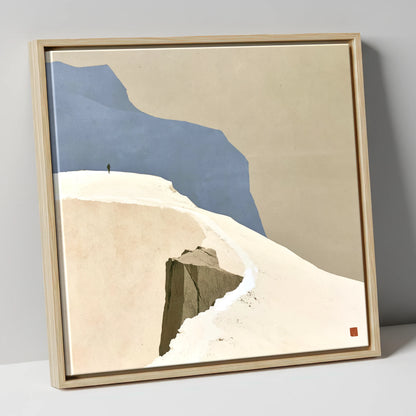 High Ridge Walker on Blue Peaks lake district fell canvas wall art in natural frame