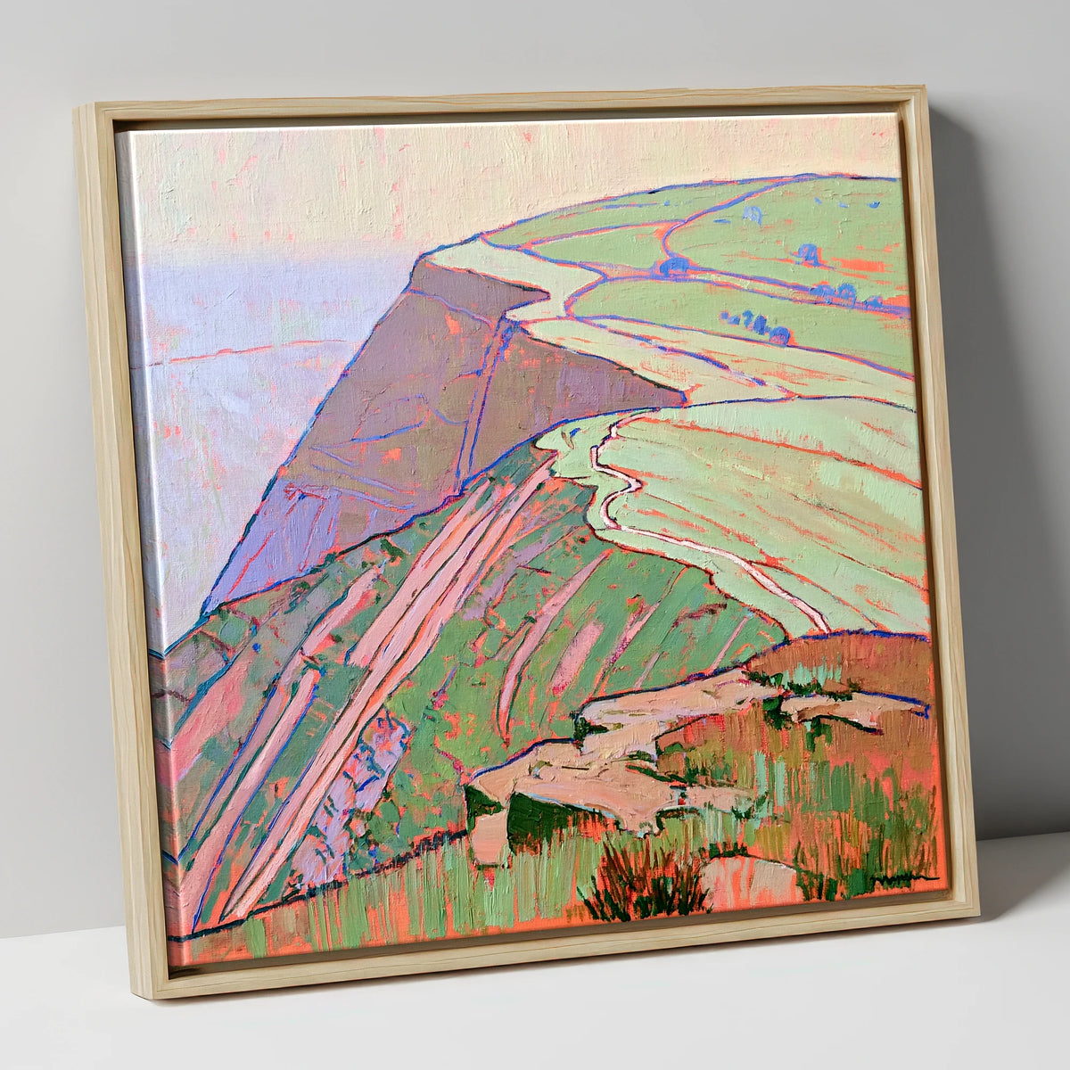 Mountain Ridge in Vivid Colour lake district fell canvas wall art in natural frame