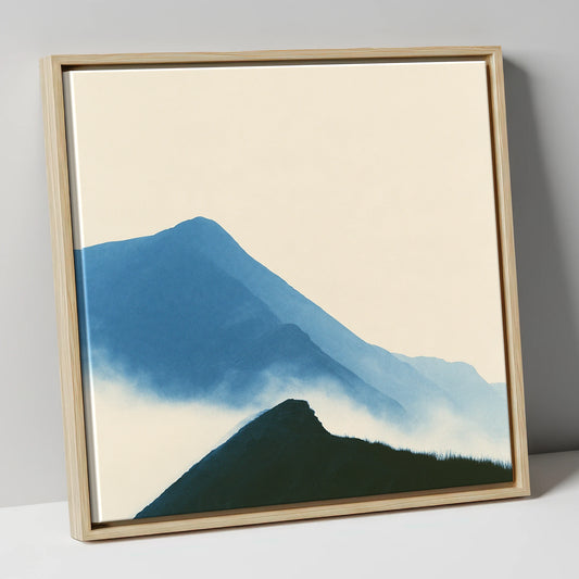 Misty Blue Fell Ridge lake district fell canvas wall art in natural frame