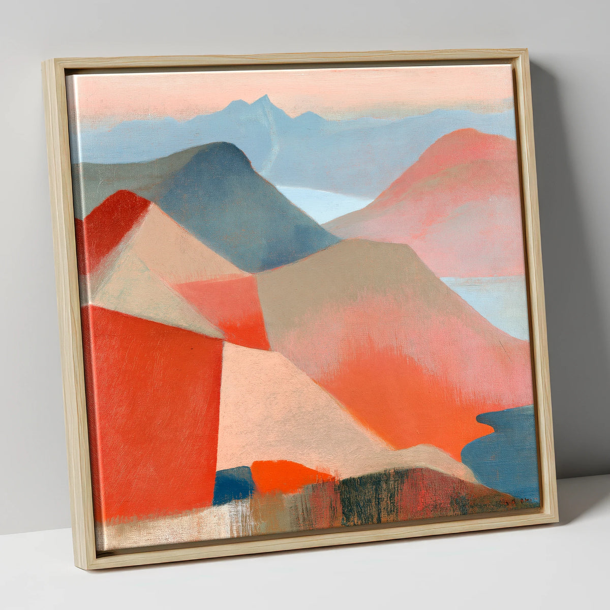 Terracotta Fells from the Summit lake district fell canvas wall art in natural frame