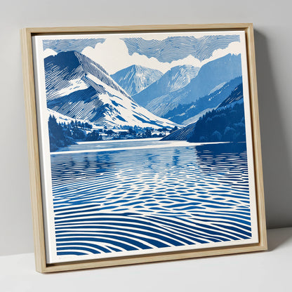 Cobalt Blue Lake And Fells lake district lake canvas wall art in natural frame