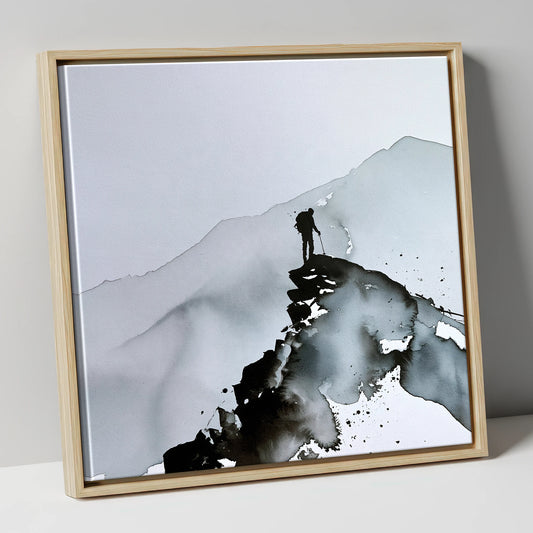 Helvellyn Ridge Walker Silhouette lake district walking canvas wall art in natural frame