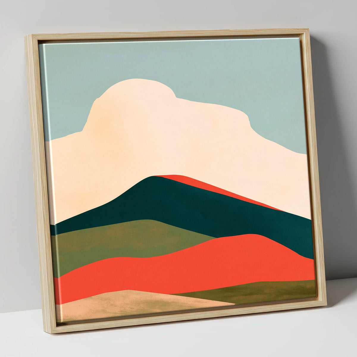 Graphic Fells Under Cloud lake district fell canvas wall art in natural frame
