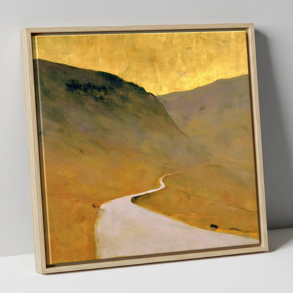 Winding Pass in Golden Light lake district valley canvas wall art in natural frame