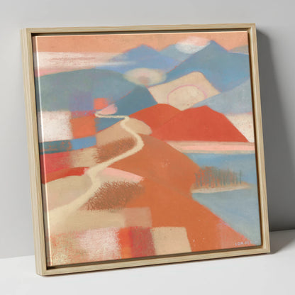 Terracotta Ridge on Cat Bells lake district fell canvas wall art in natural frame