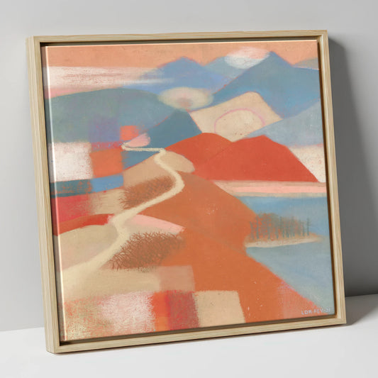 Terracotta Ridge on Cat Bells lake district fell canvas wall art in natural frame