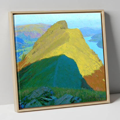 Sunlit Helm Crag Summit Ridge lake district fell canvas wall art in natural frame