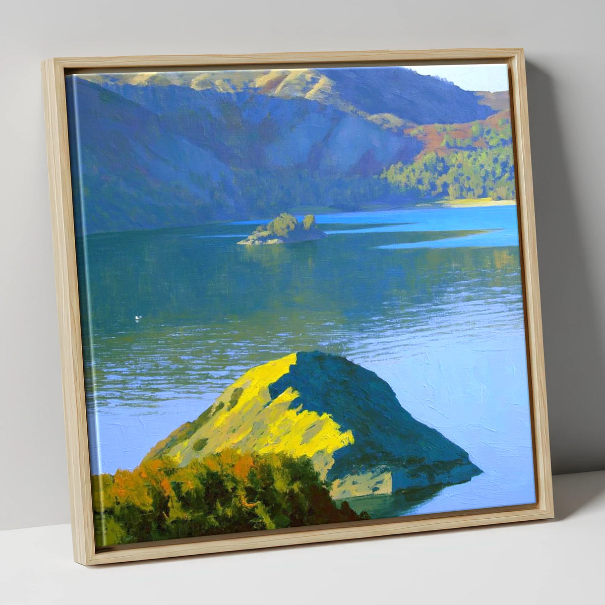 Sunlit Glenridding Dodd Crags lake district fell canvas wall art in natural frame