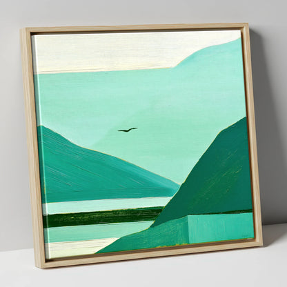Teal Dawn Mist in Borrowdale lake district sky canvas wall art in natural frame