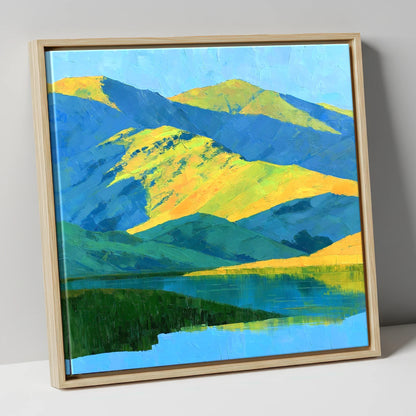 Sunlit Fells and Deep Blue Shadows lake district sky canvas wall art in natural frame