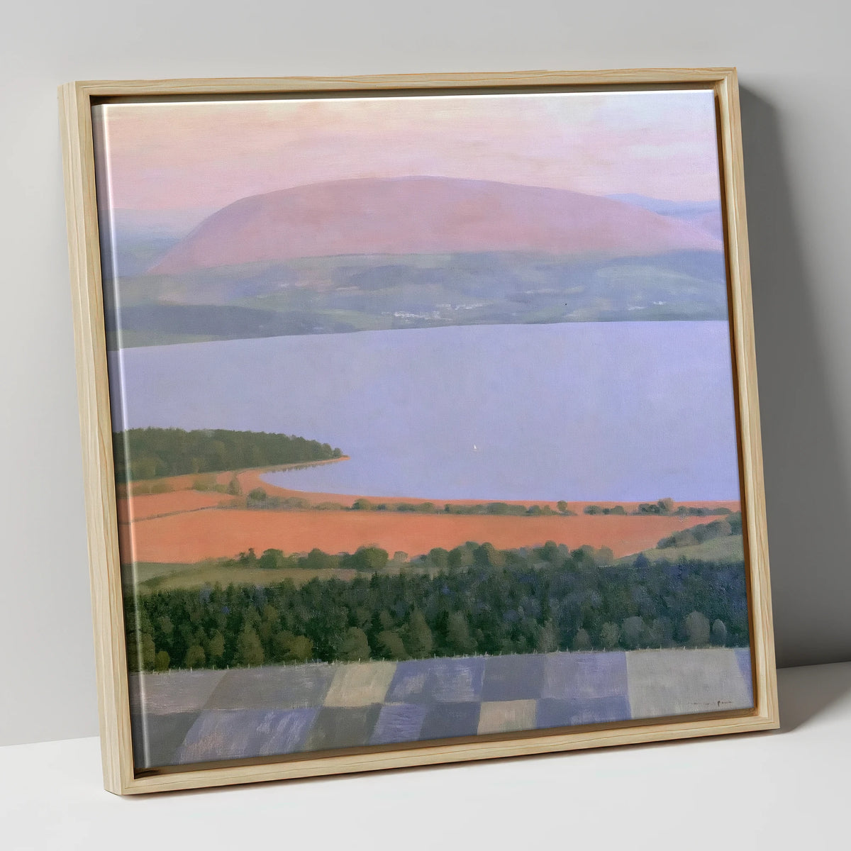 Bassenthwaite Lake in Pastel Light lake district lake canvas wall art in natural frame