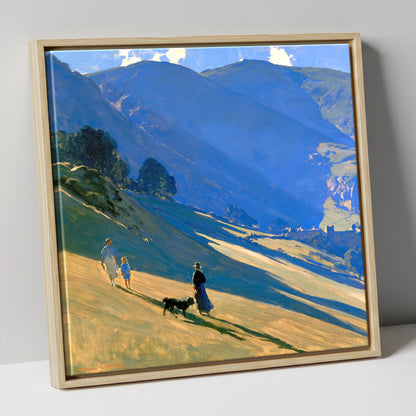 Sunlit Dog Walk at Patterdale gifts for dog walkers canvas wall art in natural frame