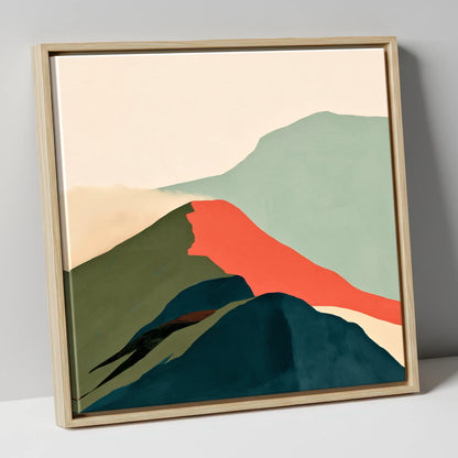 Bold Terracotta Mountain Ridge lake district fell canvas wall art in natural frame
