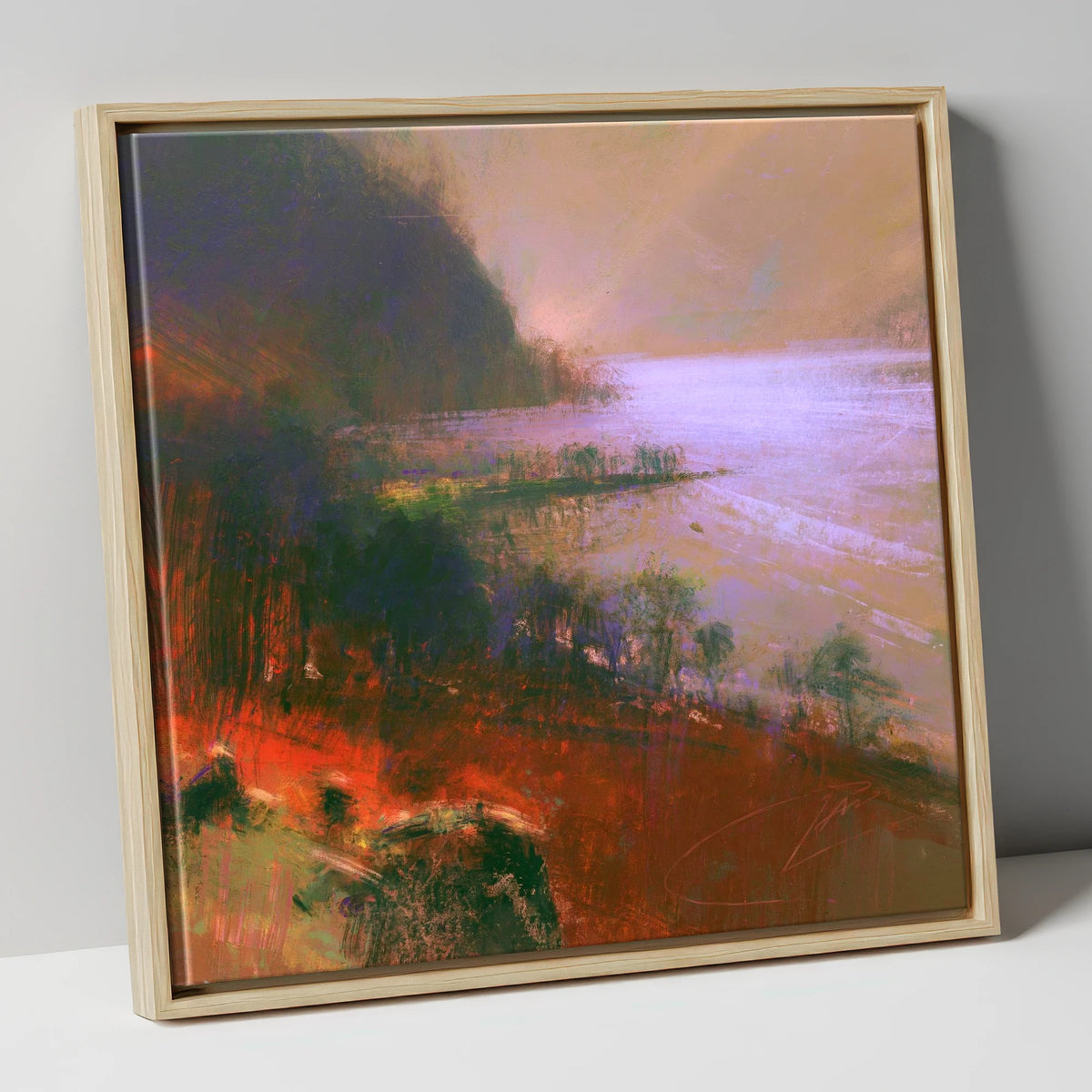 Ullswater Fells in Autumn Light lake district lake canvas wall art in natural frame