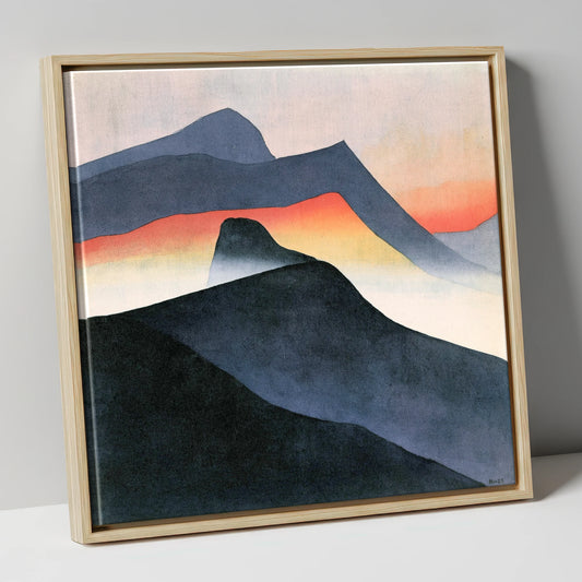 Mountain Ridge in Orange Mist lake district fell canvas wall art in natural frame