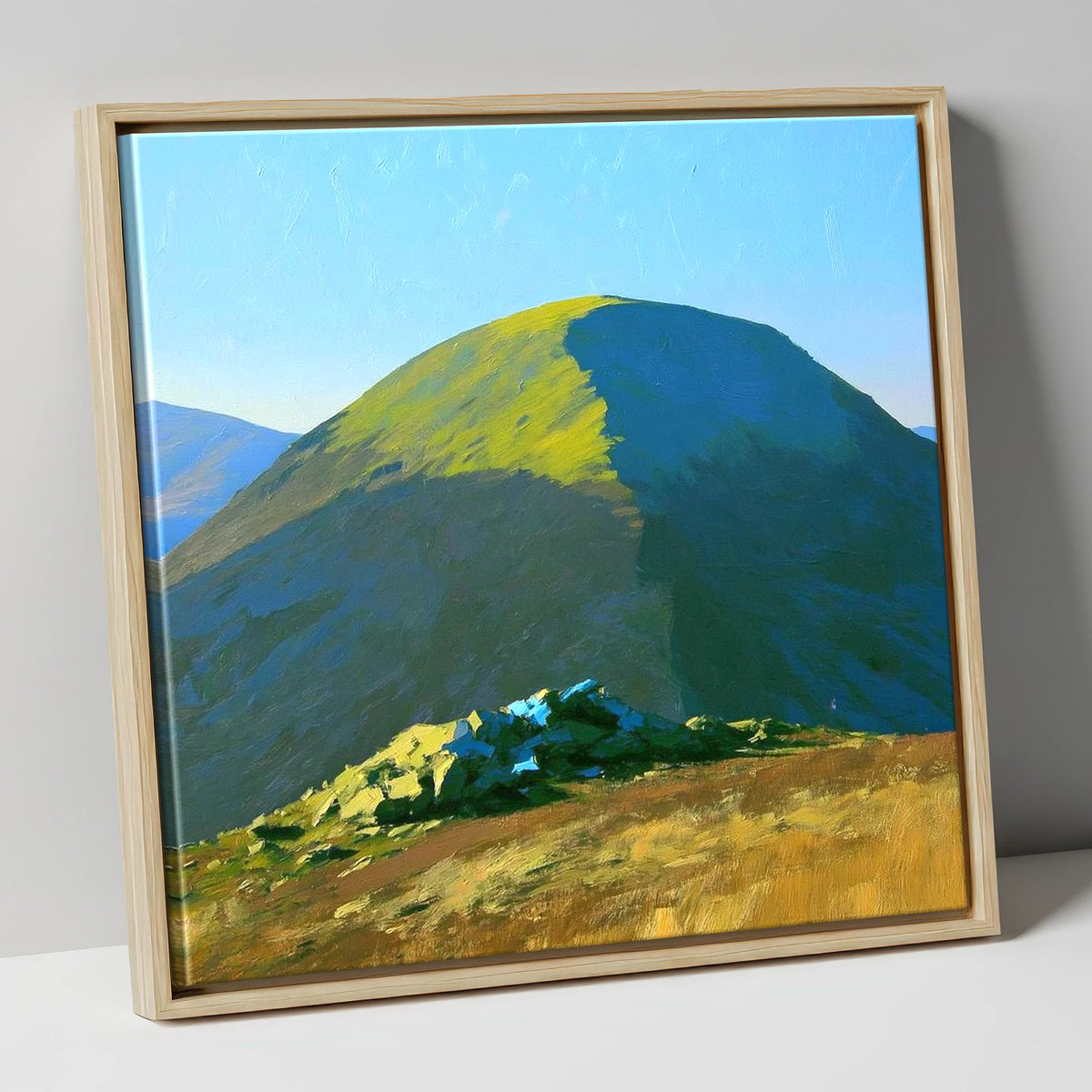 Sunlit Dome of Rest Dodd lake district fell canvas wall art in natural frame