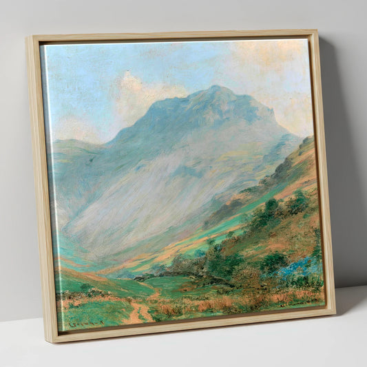 Great Gable in Slate Blue lake district fell canvas wall art in natural frame