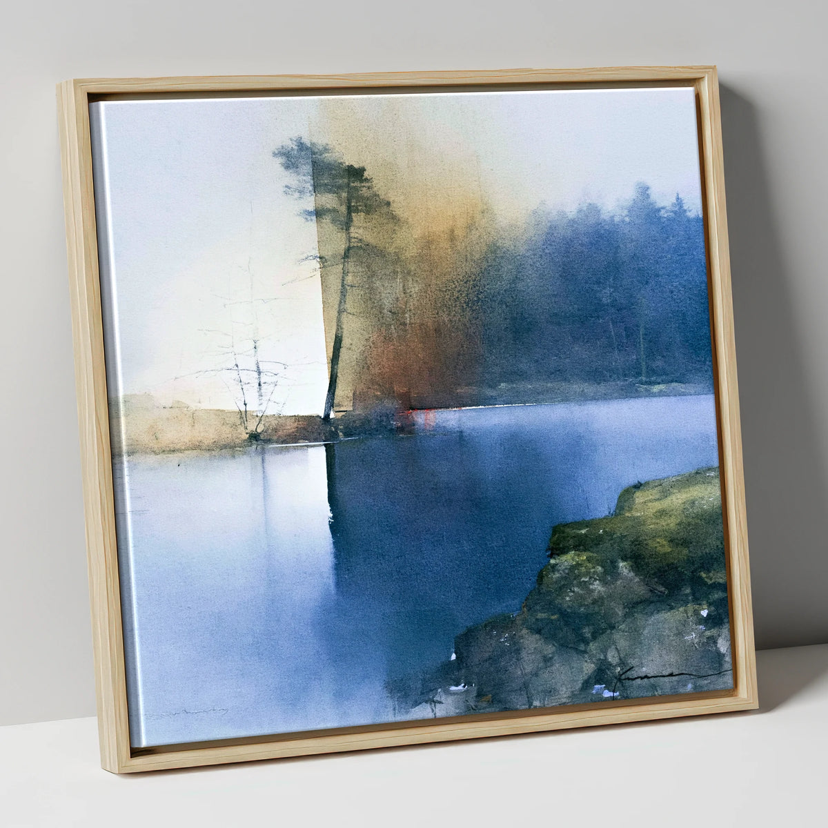 Indigo Tarn Hows Leaning Pine lake district lake canvas wall art in natural frame