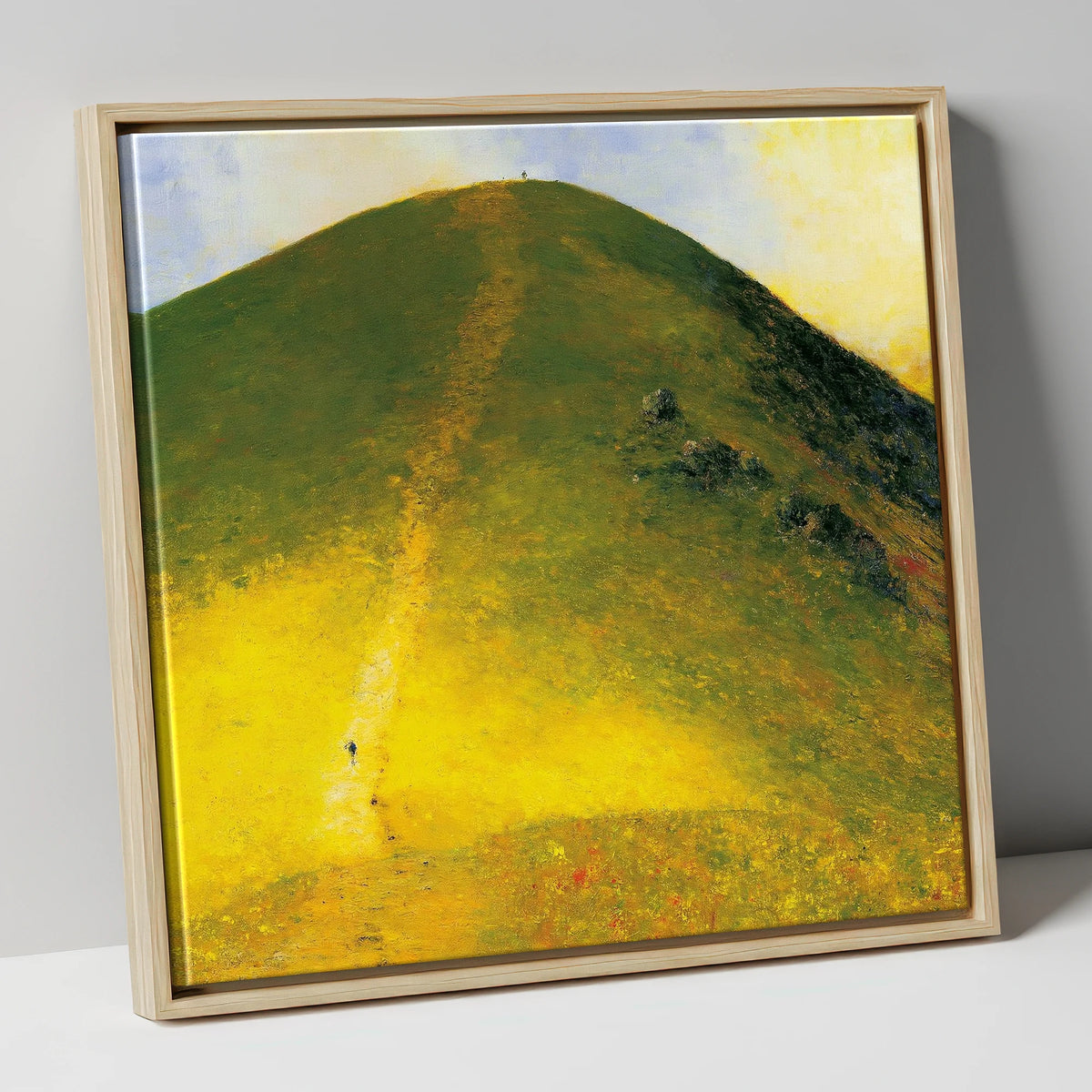 Golden Ascent of Catbells lake district fell canvas wall art in natural frame