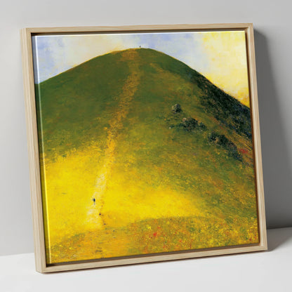 Golden Ascent of Catbells lake district fell canvas wall art in natural frame